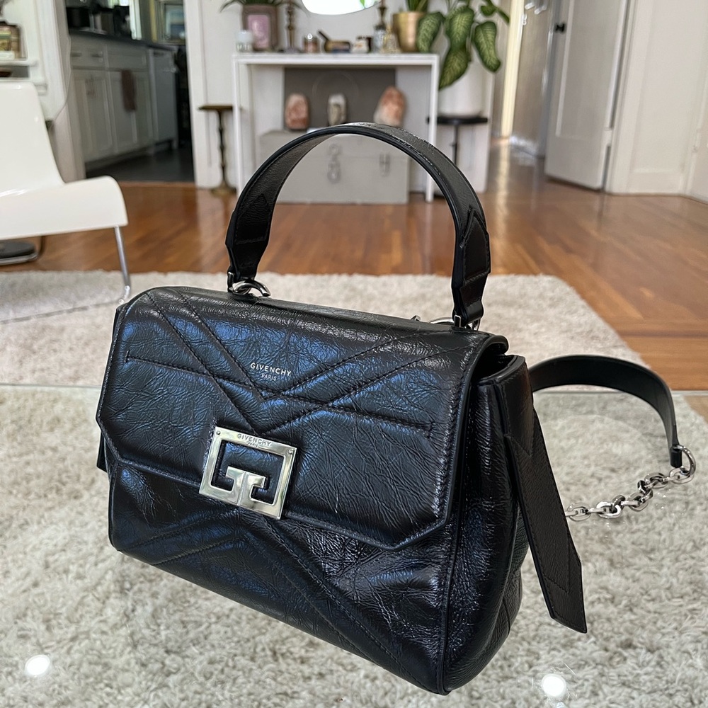 Givenchy Black Leather Handbag w 2 straps